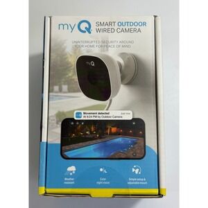 myQ Smart Outdoor Wired Camera Home Security OS White 1080p HD Night Vision‎